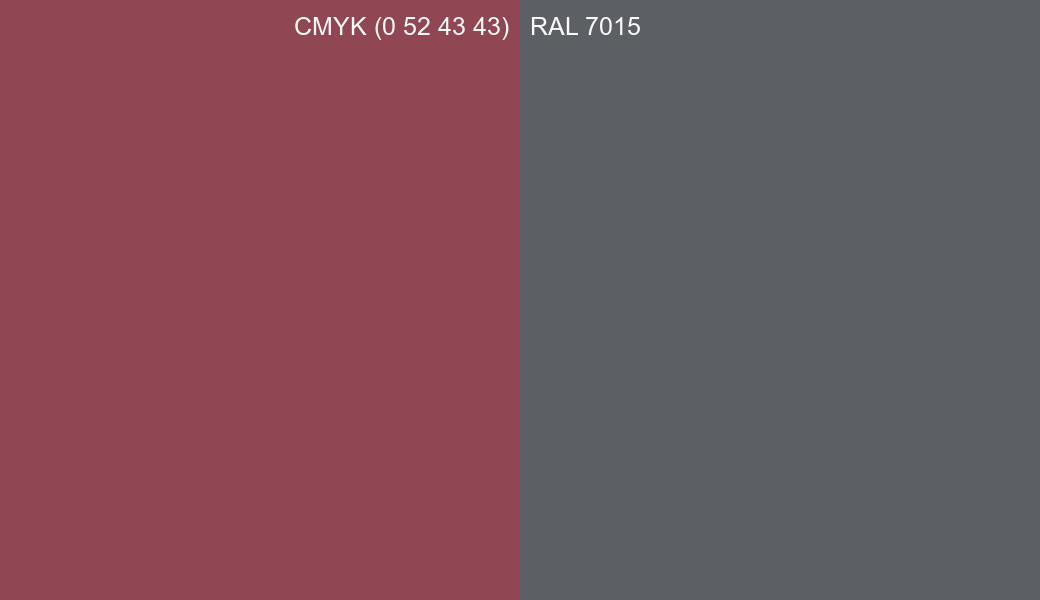 CMYK Color CMYK (0 52 43 43) vs RAL 7015 side by side comparison CMYK Color CMYK (0 52 43 43) vs RAL 7015 side by side comparison