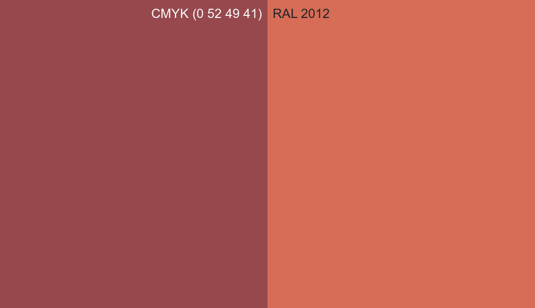 CMYK Color CMYK (0 52 49 41) vs RAL 2012 side by side comparison CMYK Color CMYK (0 52 49 41) vs RAL 2012 side by side comparison