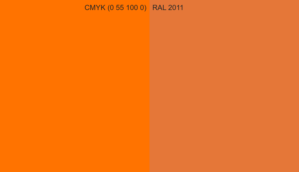 CMYK Color CMYK (0 55 100 0) vs RAL 2011 side by side comparison CMYK Color CMYK (0 55 100 0) vs RAL 2011 side by side comparison