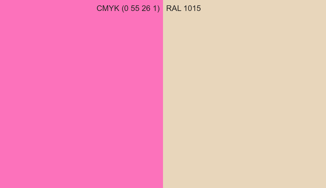 CMYK Color CMYK (0 55 26 1) vs RAL 1015 side by side comparison CMYK Color CMYK (0 55 26 1) vs RAL 1015 side by side comparison
