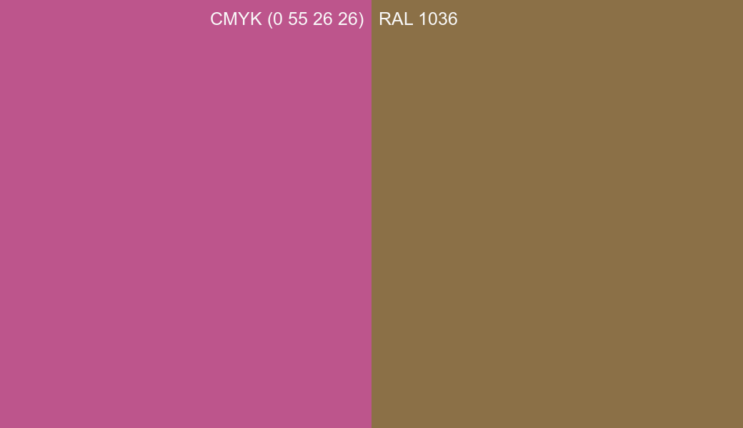 CMYK Color CMYK (0 55 26 26) vs RAL 1036 side by side comparison CMYK Color CMYK (0 55 26 26) vs RAL 1036 side by side comparison