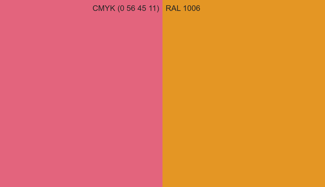 CMYK Color CMYK (0 56 45 11) vs RAL 1006 side by side comparison CMYK Color CMYK (0 56 45 11) vs RAL 1006 side by side comparison