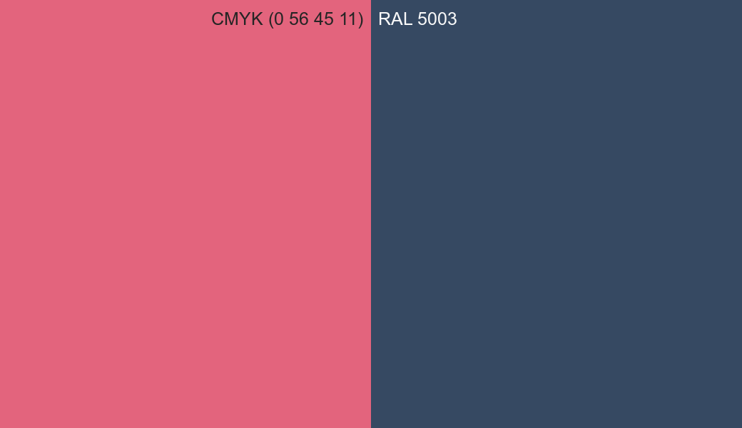 CMYK Color CMYK (0 56 45 11) vs RAL 5003 side by side comparison CMYK Color CMYK (0 56 45 11) vs RAL 5003 side by side comparison