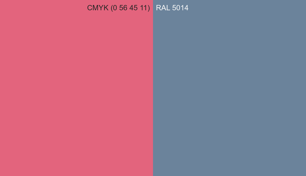 CMYK Color CMYK (0 56 45 11) vs RAL 5014 side by side comparison CMYK Color CMYK (0 56 45 11) vs RAL 5014 side by side comparison