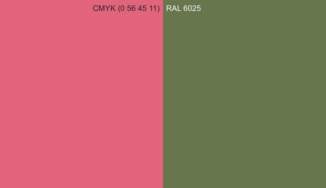 CMYK Color CMYK (0 56 45 11) vs RAL 6025 side by side comparison CMYK Color CMYK (0 56 45 11) vs RAL 6025 side by side comparison