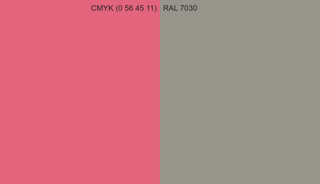 CMYK Color CMYK (0 56 45 11) vs RAL 7030 side by side comparison CMYK Color CMYK (0 56 45 11) vs RAL 7030 side by side comparison