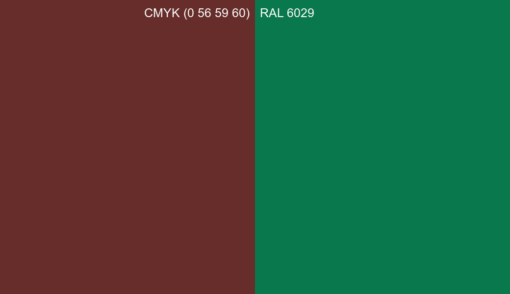 CMYK Color CMYK (0 56 59 60) vs RAL 6029 side by side comparison CMYK Color CMYK (0 56 59 60) vs RAL 6029 side by side comparison