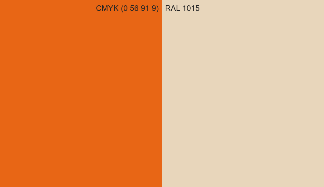 CMYK Color CMYK (0 56 91 9) vs RAL 1015 side by side comparison CMYK Color CMYK (0 56 91 9) vs RAL 1015 side by side comparison
