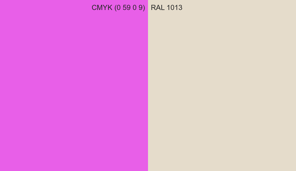 CMYK Color CMYK (0 59 0 9) vs RAL 1013 side by side comparison CMYK Color CMYK (0 59 0 9) vs RAL 1013 side by side comparison