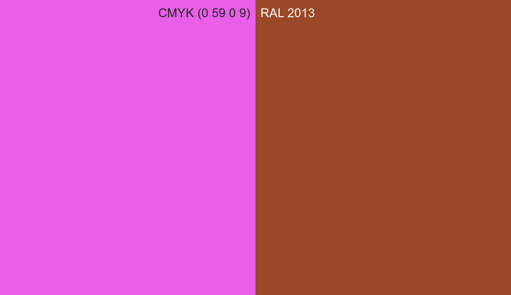 CMYK Color CMYK (0 59 0 9) vs RAL 2013 side by side comparison CMYK Color CMYK (0 59 0 9) vs RAL 2013 side by side comparison