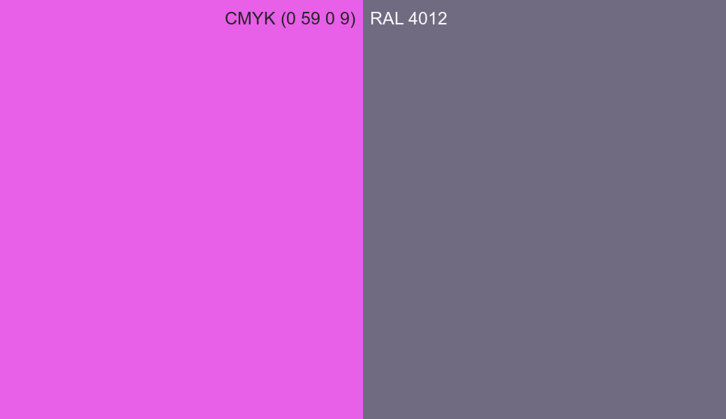 CMYK Color CMYK (0 59 0 9) vs RAL 4012 side by side comparison CMYK Color CMYK (0 59 0 9) vs RAL 4012 side by side comparison