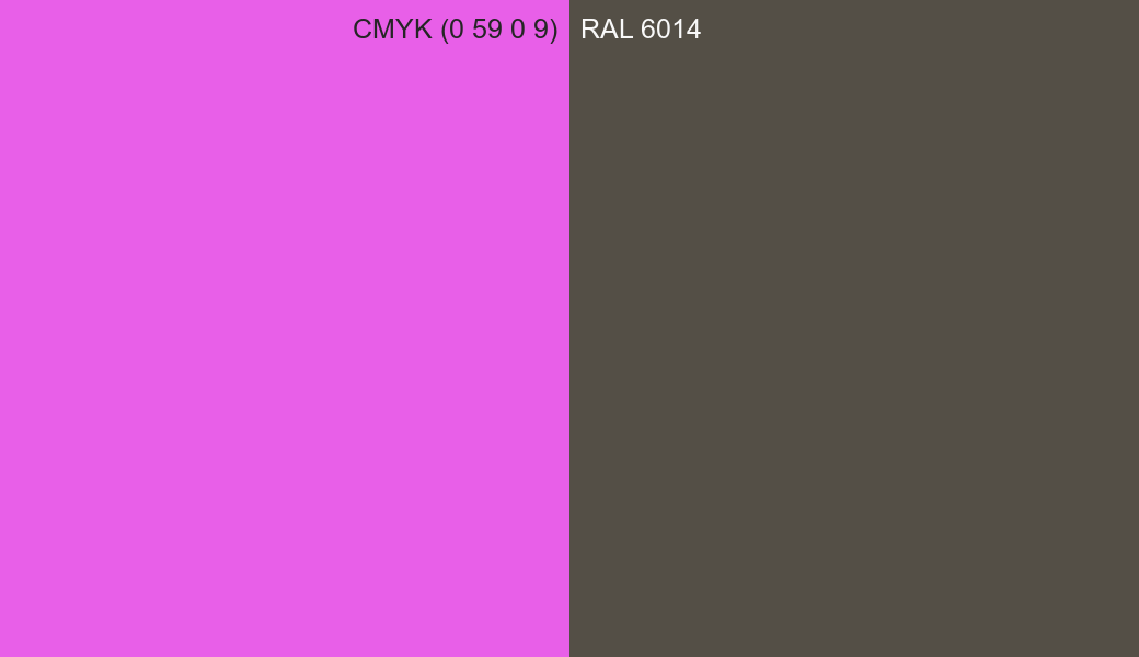 CMYK Color CMYK (0 59 0 9) vs RAL 6014 side by side comparison CMYK Color CMYK (0 59 0 9) vs RAL 6014 side by side comparison