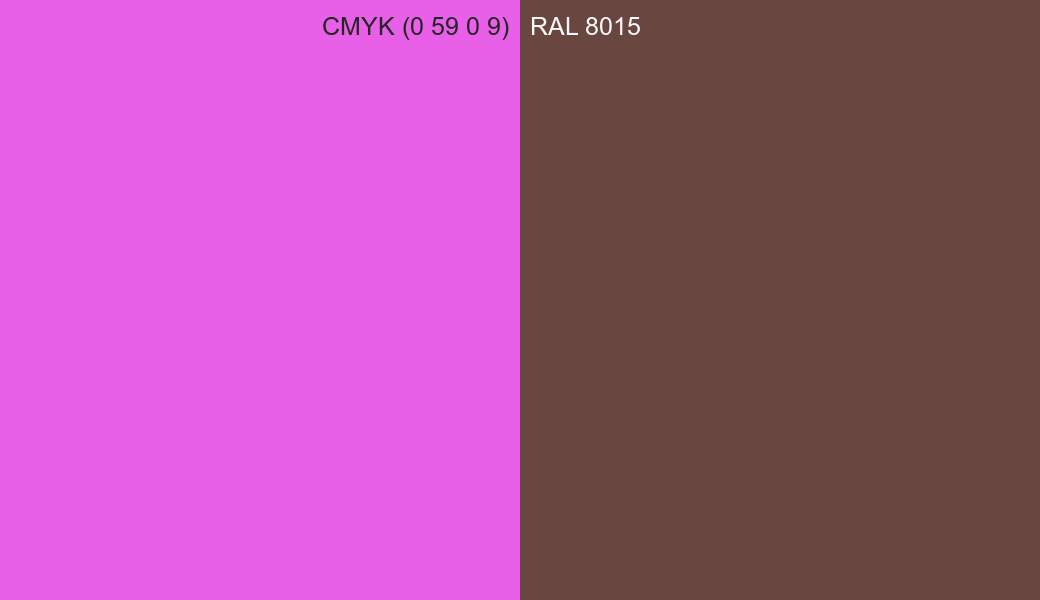 CMYK Color CMYK (0 59 0 9) vs RAL 8015 side by side comparison CMYK Color CMYK (0 59 0 9) vs RAL 8015 side by side comparison