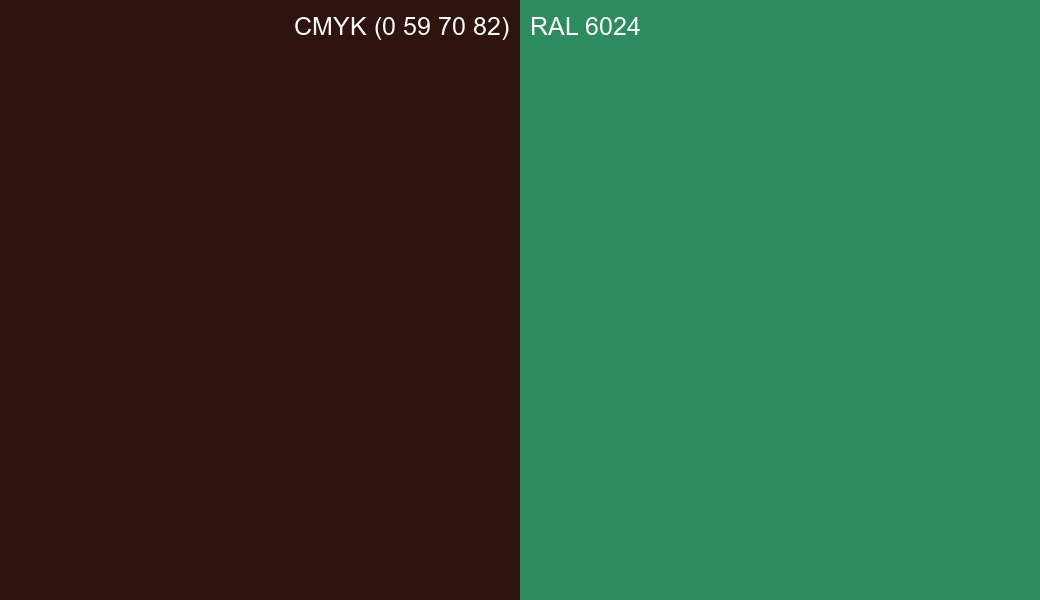 CMYK Color CMYK (0 59 70 82) vs RAL 6024 side by side comparison CMYK Color CMYK (0 59 70 82) vs RAL 6024 side by side comparison