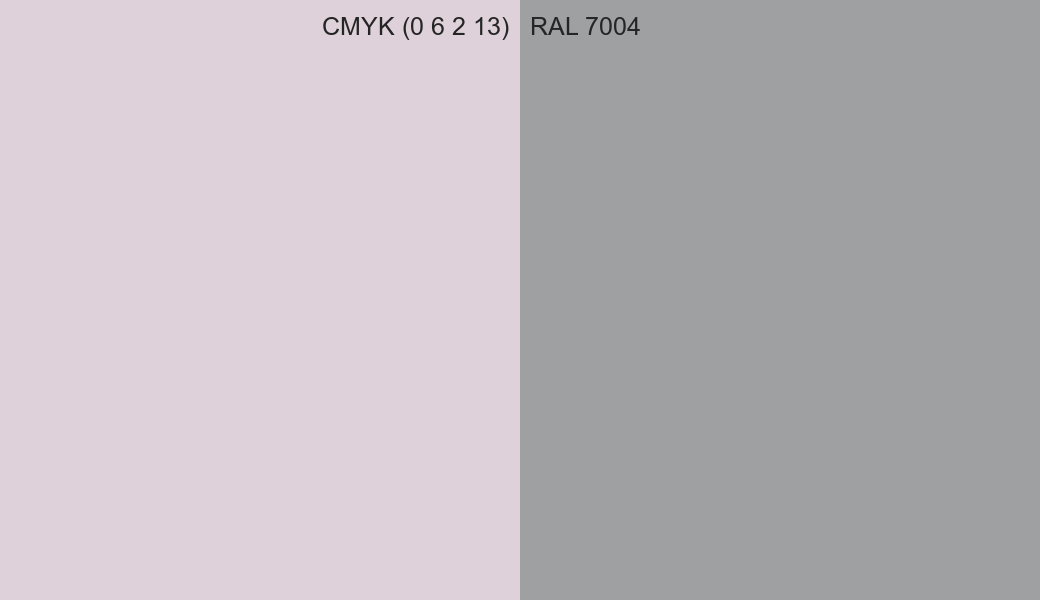 CMYK Color CMYK (0 6 2 13) vs RAL 7004 side by side comparison CMYK Color CMYK (0 6 2 13) vs RAL 7004 side by side comparison