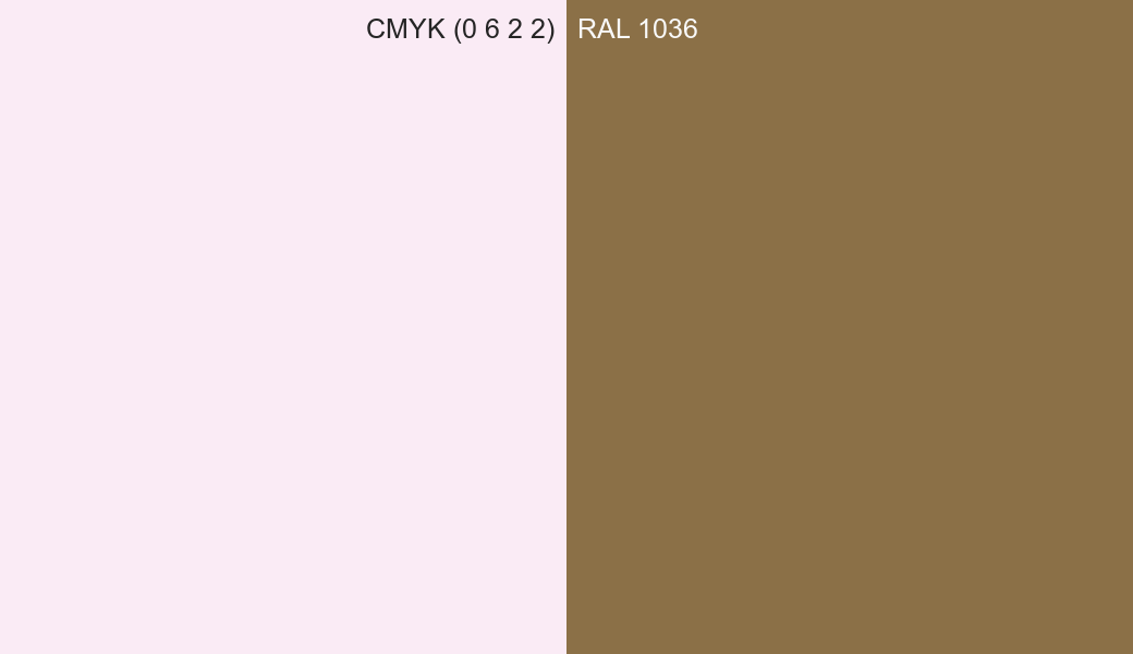 CMYK Color CMYK (0 6 2 2) vs RAL 1036 side by side comparison CMYK Color CMYK (0 6 2 2) vs RAL 1036 side by side comparison