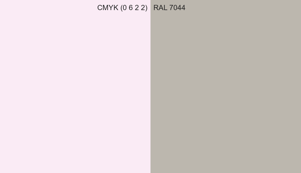 CMYK Color CMYK (0 6 2 2) vs RAL 7044 side by side comparison CMYK Color CMYK (0 6 2 2) vs RAL 7044 side by side comparison