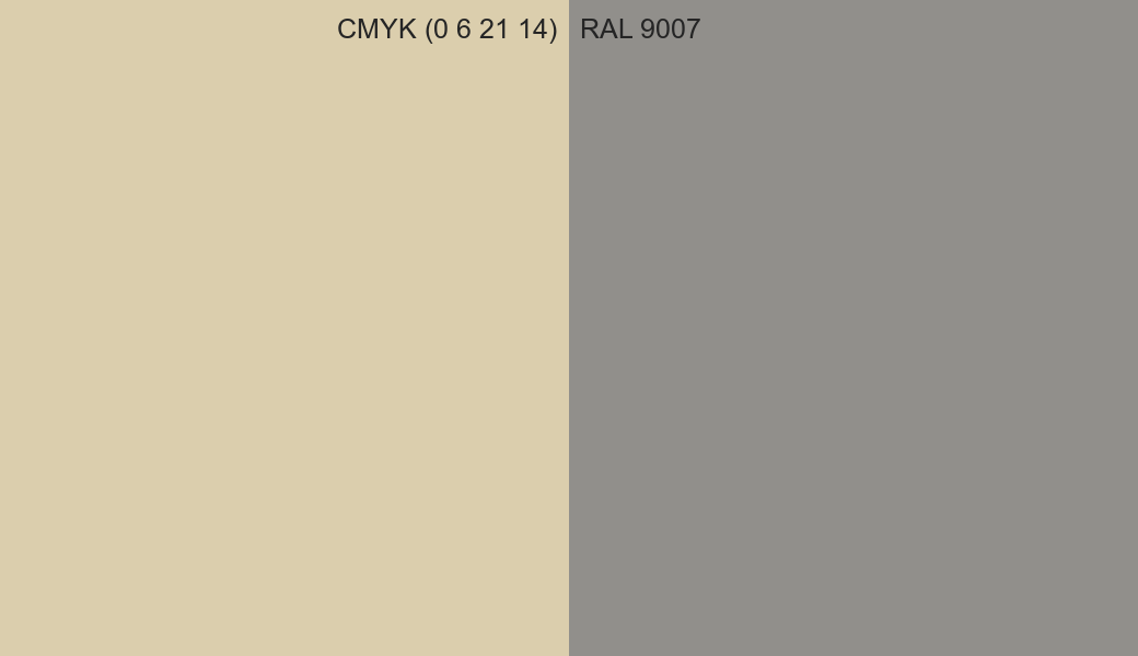 CMYK Color CMYK (0 6 21 14) vs RAL 9007 side by side comparison CMYK Color CMYK (0 6 21 14) vs RAL 9007 side by side comparison