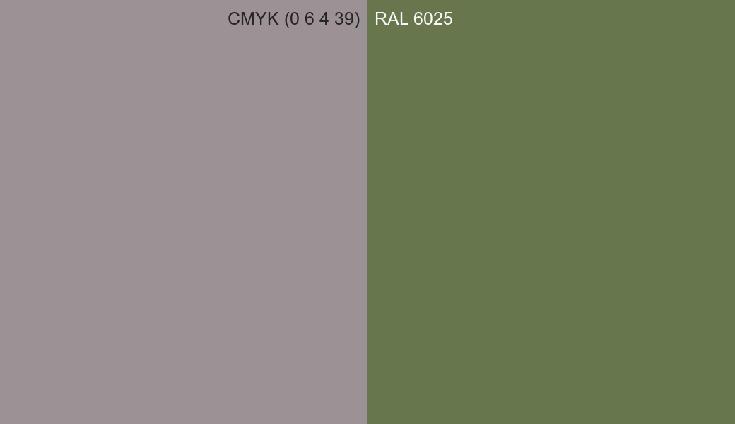 CMYK Color CMYK (0 6 4 39) vs RAL 6025 side by side comparison CMYK Color CMYK (0 6 4 39) vs RAL 6025 side by side comparison