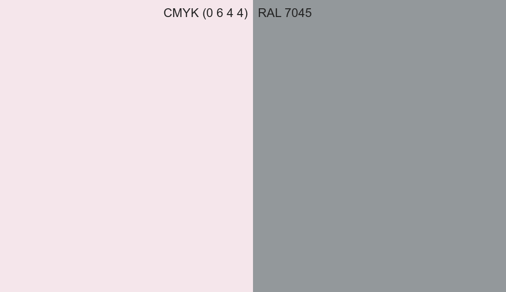 CMYK Color CMYK (0 6 4 4) vs RAL 7045 side by side comparison CMYK Color CMYK (0 6 4 4) vs RAL 7045 side by side comparison
