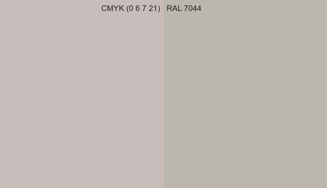 CMYK Color CMYK (0 6 7 21) vs RAL 7044 side by side comparison CMYK Color CMYK (0 6 7 21) vs RAL 7044 side by side comparison