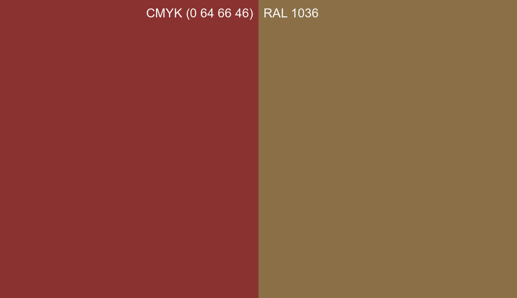 CMYK Color CMYK (0 64 66 46) vs RAL 1036 side by side comparison CMYK Color CMYK (0 64 66 46) vs RAL 1036 side by side comparison
