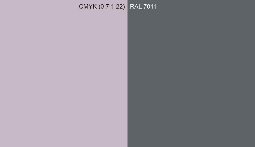 CMYK Color CMYK (0 7 1 22) vs RAL 7011 side by side comparison CMYK Color CMYK (0 7 1 22) vs RAL 7011 side by side comparison