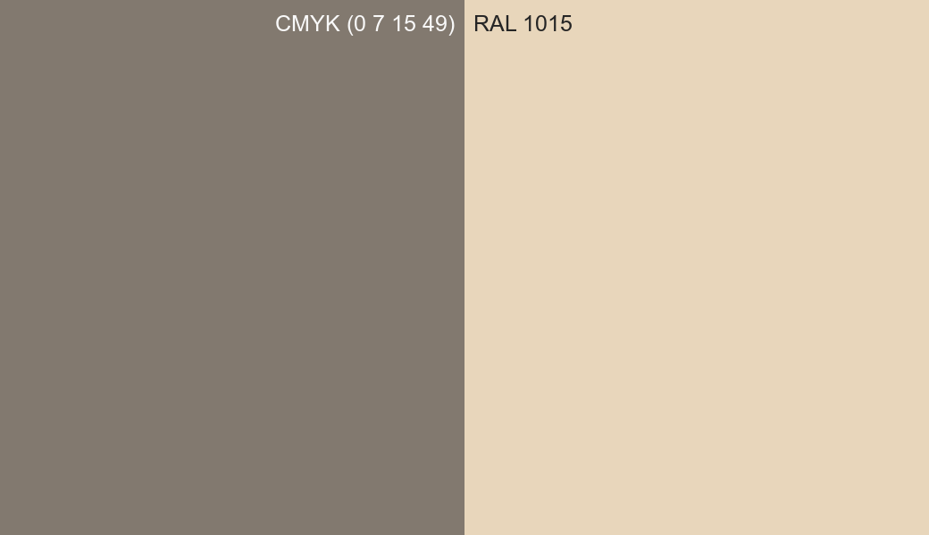 CMYK Color CMYK (0 7 15 49) vs RAL 1015 side by side comparison CMYK Color CMYK (0 7 15 49) vs RAL 1015 side by side comparison