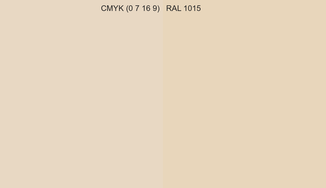 CMYK Color CMYK (0 7 16 9) vs RAL 1015 side by side comparison CMYK Color CMYK (0 7 16 9) vs RAL 1015 side by side comparison