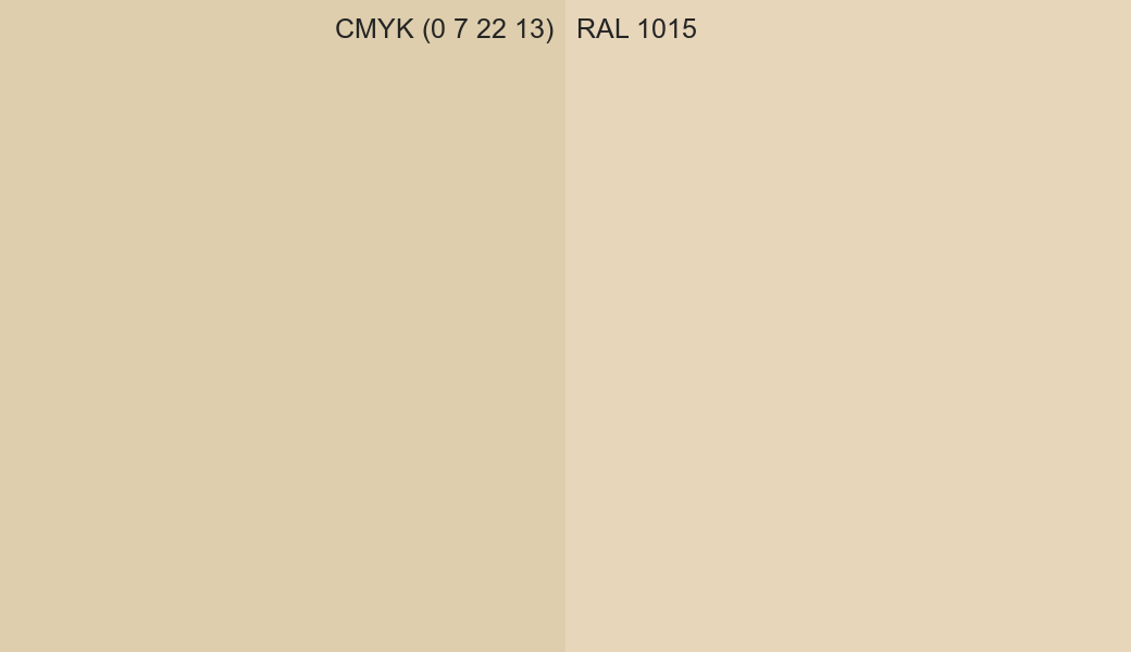 CMYK Color CMYK (0 7 22 13) vs RAL 1015 side by side comparison CMYK Color CMYK (0 7 22 13) vs RAL 1015 side by side comparison