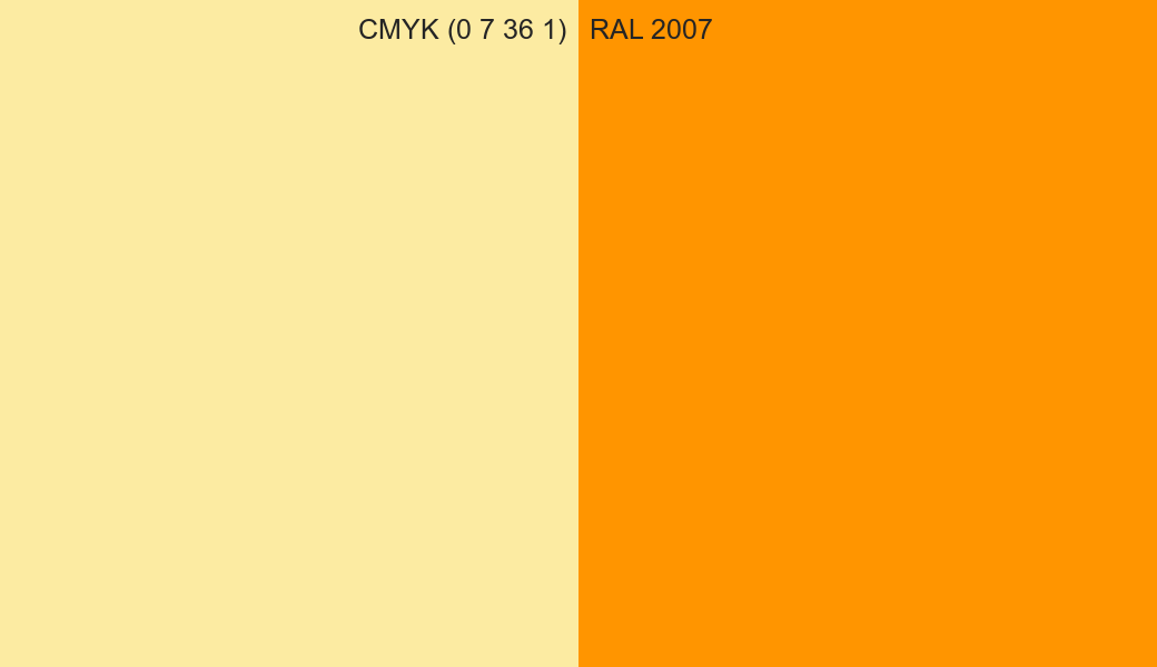 CMYK Color CMYK (0 7 36 1) vs RAL 2007 side by side comparison CMYK Color CMYK (0 7 36 1) vs RAL 2007 side by side comparison