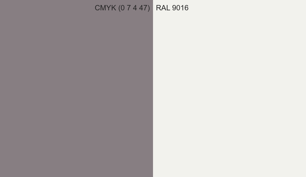 CMYK Color CMYK (0 7 4 47) vs RAL 9016 side by side comparison CMYK Color CMYK (0 7 4 47) vs RAL 9016 side by side comparison