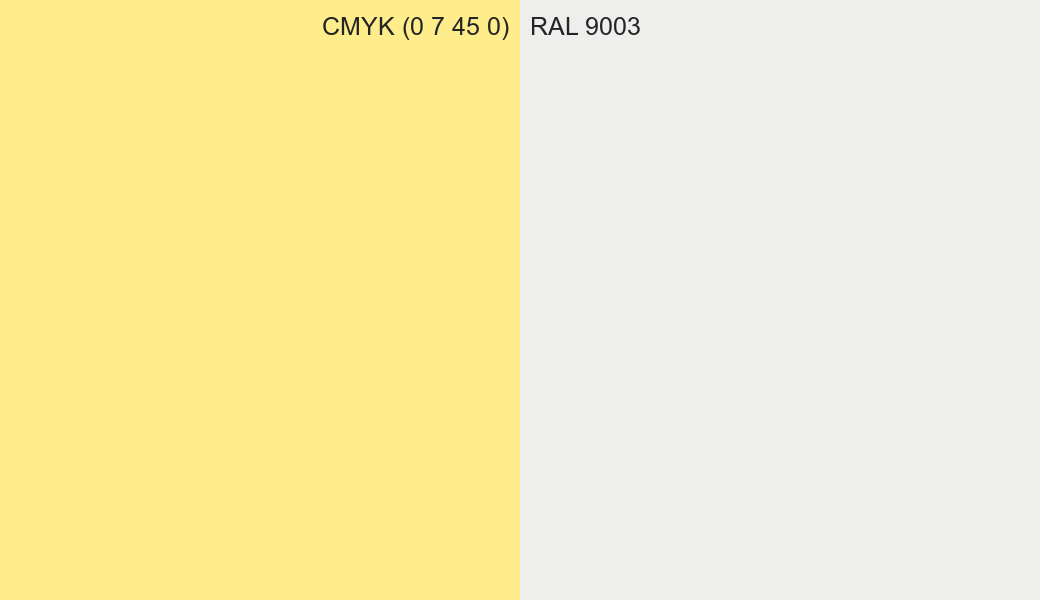 CMYK Color CMYK (0 7 45 0) vs RAL 9003 side by side comparison CMYK Color CMYK (0 7 45 0) vs RAL 9003 side by side comparison