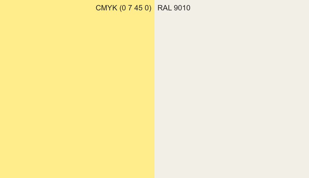 CMYK Color CMYK (0 7 45 0) vs RAL 9010 side by side comparison CMYK Color CMYK (0 7 45 0) vs RAL 9010 side by side comparison