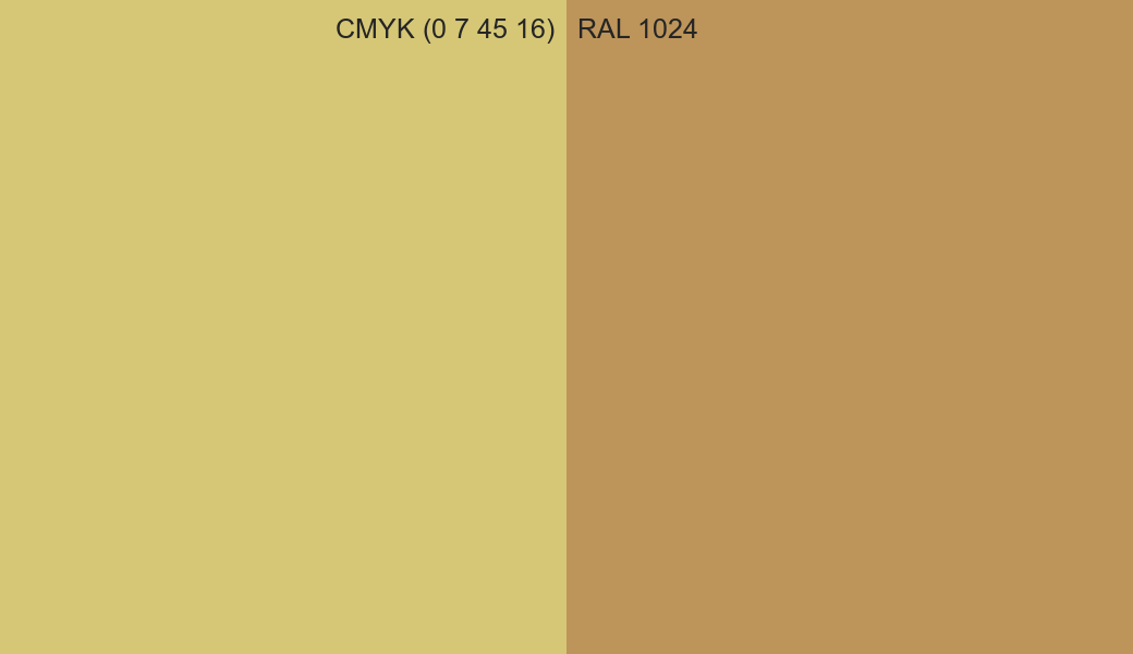 CMYK Color CMYK (0 7 45 16) vs RAL 1024 side by side comparison CMYK Color CMYK (0 7 45 16) vs RAL 1024 side by side comparison