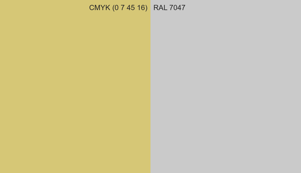CMYK Color CMYK (0 7 45 16) vs RAL 7047 side by side comparison CMYK Color CMYK (0 7 45 16) vs RAL 7047 side by side comparison