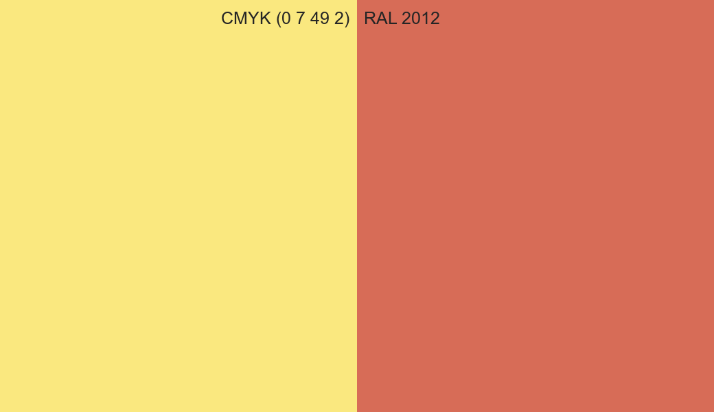 CMYK Color CMYK (0 7 49 2) vs RAL 2012 side by side comparison CMYK Color CMYK (0 7 49 2) vs RAL 2012 side by side comparison