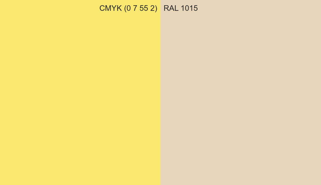 CMYK Color CMYK (0 7 55 2) vs RAL 1015 side by side comparison CMYK Color CMYK (0 7 55 2) vs RAL 1015 side by side comparison
