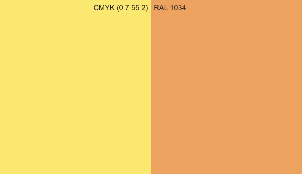 CMYK Color CMYK (0 7 55 2) vs RAL 1034 side by side comparison CMYK Color CMYK (0 7 55 2) vs RAL 1034 side by side comparison