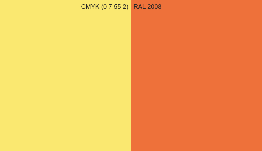CMYK Color CMYK (0 7 55 2) vs RAL 2008 side by side comparison CMYK Color CMYK (0 7 55 2) vs RAL 2008 side by side comparison