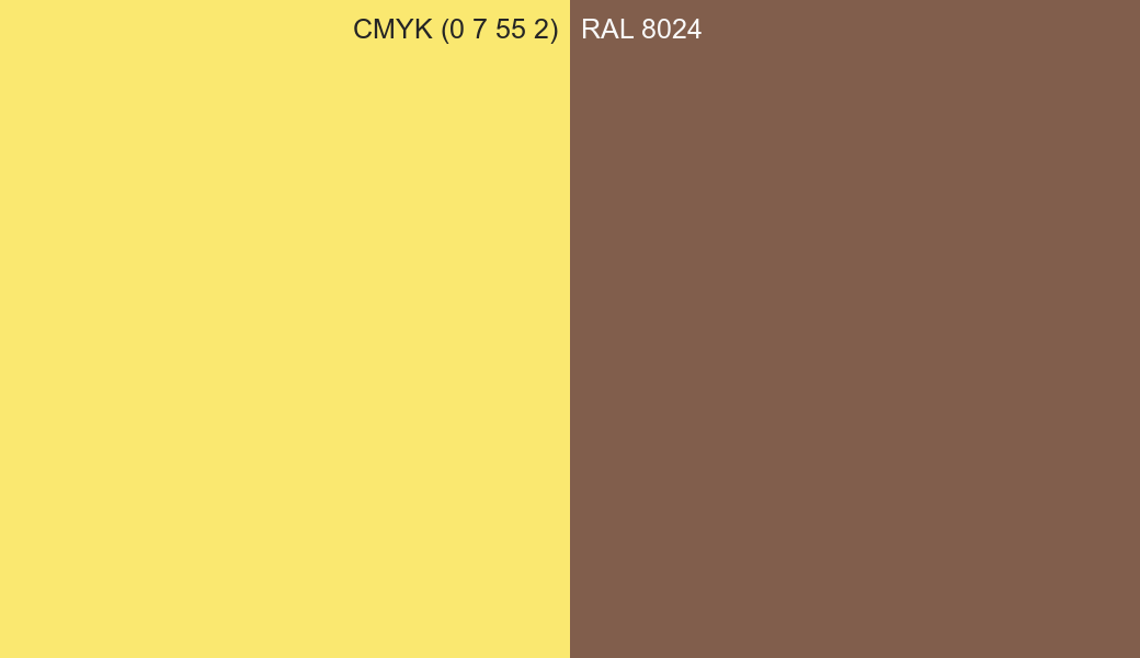 CMYK Color CMYK (0 7 55 2) vs RAL 8024 side by side comparison CMYK Color CMYK (0 7 55 2) vs RAL 8024 side by side comparison