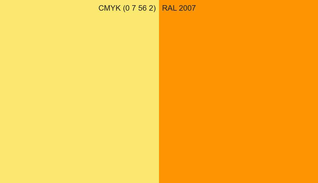 CMYK Color CMYK (0 7 56 2) vs RAL 2007 side by side comparison CMYK Color CMYK (0 7 56 2) vs RAL 2007 side by side comparison