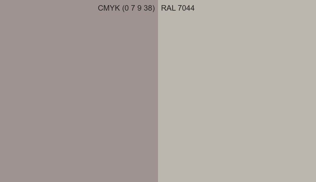CMYK Color CMYK (0 7 9 38) vs RAL 7044 side by side comparison CMYK Color CMYK (0 7 9 38) vs RAL 7044 side by side comparison
