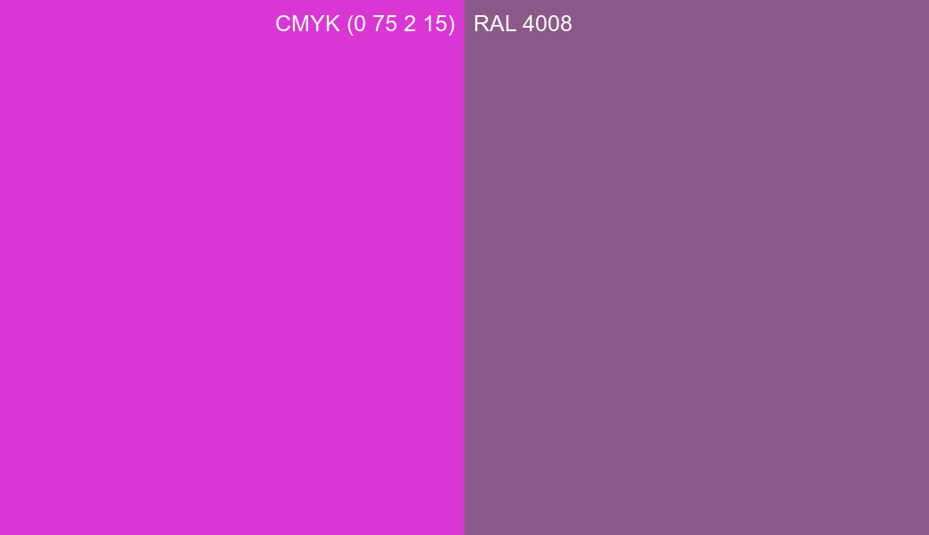 CMYK Color CMYK (0 75 2 15) vs RAL 4008 side by side comparison CMYK Color CMYK (0 75 2 15) vs RAL 4008 side by side comparison