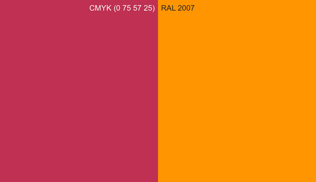 CMYK Color CMYK (0 75 57 25) vs RAL 2007 side by side comparison CMYK Color CMYK (0 75 57 25) vs RAL 2007 side by side comparison
