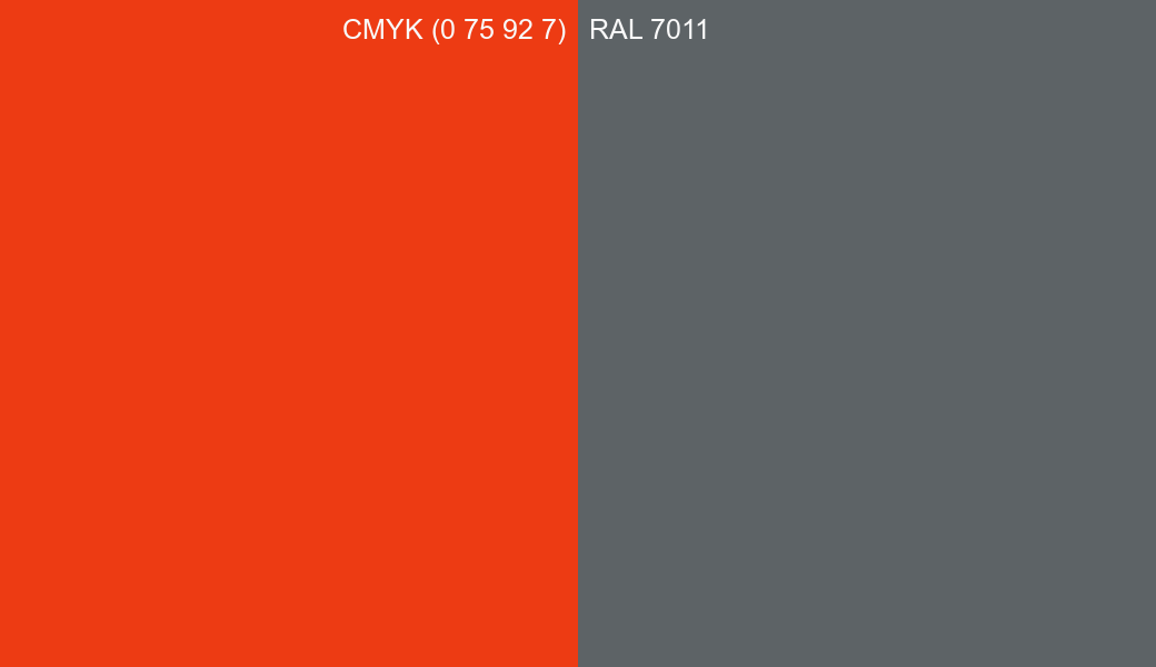 CMYK Color CMYK (0 75 92 7) vs RAL 7011 side by side comparison CMYK Color CMYK (0 75 92 7) vs RAL 7011 side by side comparison
