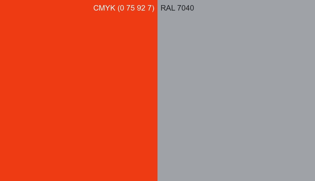 CMYK Color CMYK (0 75 92 7) vs RAL 7040 side by side comparison CMYK Color CMYK (0 75 92 7) vs RAL 7040 side by side comparison