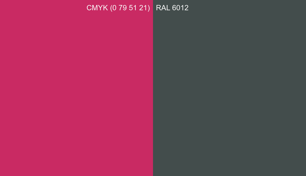 CMYK Color CMYK (0 79 51 21) vs RAL 6012 side by side comparison CMYK Color CMYK (0 79 51 21) vs RAL 6012 side by side comparison