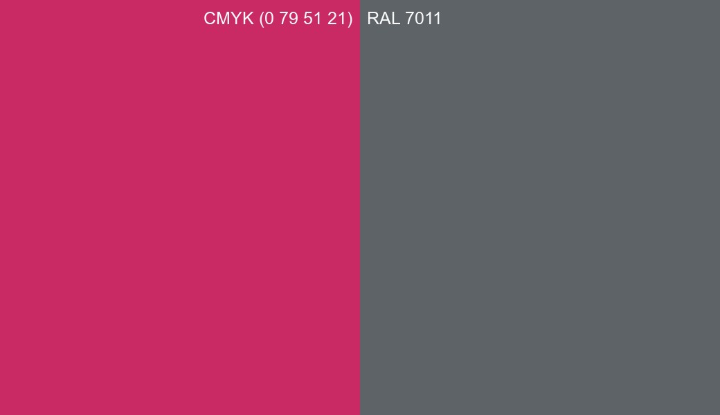 CMYK Color CMYK (0 79 51 21) vs RAL 7011 side by side comparison CMYK Color CMYK (0 79 51 21) vs RAL 7011 side by side comparison
