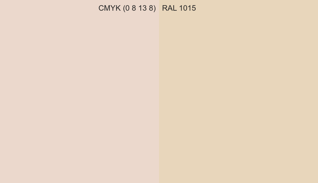 CMYK Color CMYK (0 8 13 8) vs RAL 1015 side by side comparison CMYK Color CMYK (0 8 13 8) vs RAL 1015 side by side comparison
